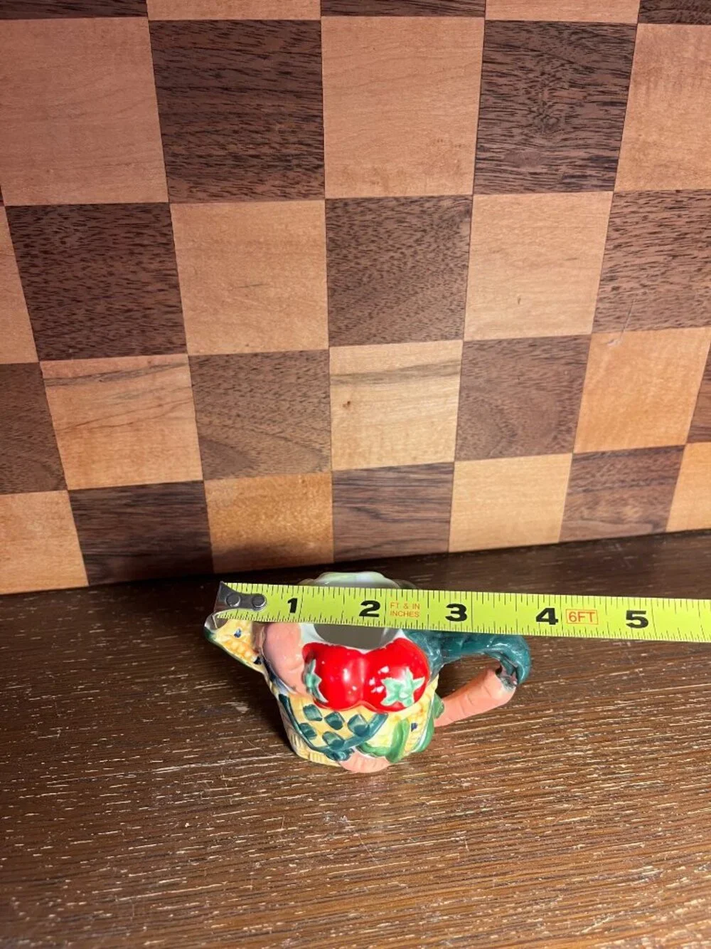 Mini Child Toy Size Teapot Colorful Vegetables A998, no lid, some chips